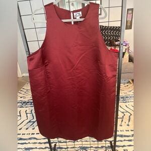 Future Collective Elegant Burgundy Sleeveless Shift Dress NWT